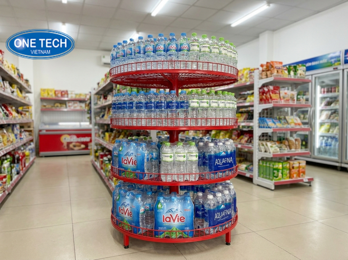 Tiêu chí lựa chọn kệ trưng bày nước suối phù hợp tại Quảng Ninh
